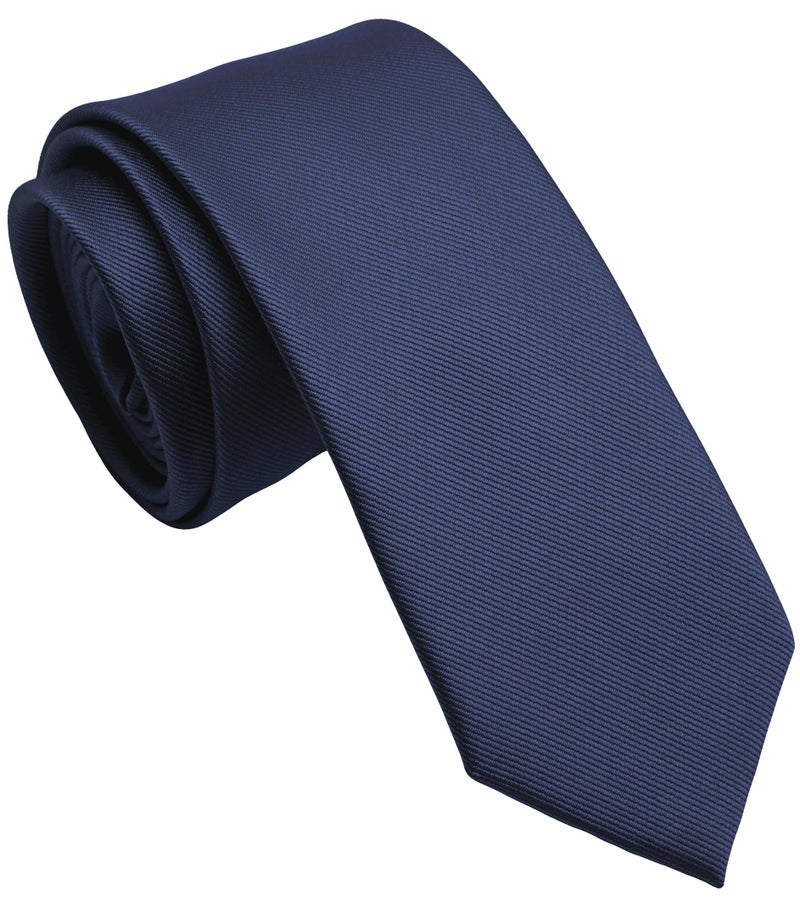 ZENXUS Solid Skinny Ties for Men, 2.5 inch Slim Deep Navy Necktie - Image 1